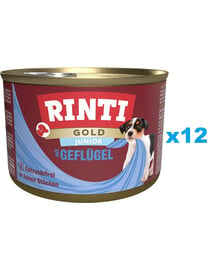 RINTI Gold Junior Poultry Mini Geflügel für Welpen kleiner Rassen 12x185 g