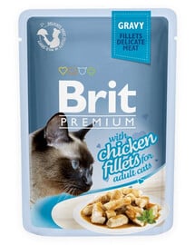 BRIT Premium Cat Fillets in Gravy Huhn Nassfutter für Katzen 24x85g