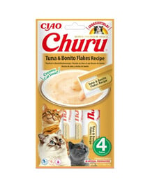 INABA Churu Tuna with bonito flakes 4x14g Thunfisch und Bonitoflocken für Katzen