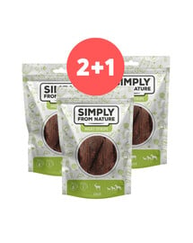 SIMPLY FROM NATURE Fleischstreifen Hirschfleischstreifen für Hunde 2 x 80g + 80g GRATIS