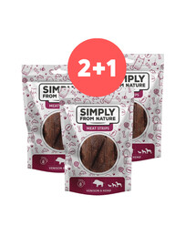 SIMPLY FROM NATURE Fleischstreifen mit Wildfleisch und Hanf für Hunde 2 x 80g + 80g GRATIS