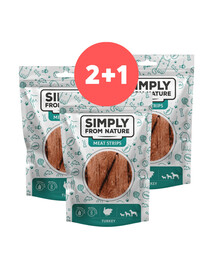 SIMPLY FROM NATURE Fleischstreifen Putenfleischstreifen für Hunde 2 x 80g + 80g GRATIS