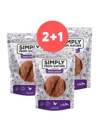 SIMPLY FROM NATURE Fleischstreifen Hühnerfleischstreifen für Hunde 2 x 80g + 80g GRATIS