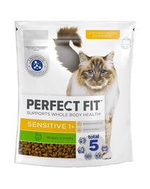 PERFECT FIT (Sensitive 1+) 6x750 g Reich an Truthahn - Trockenfutter für Katzen mit empfindlichem Verdauungssystem