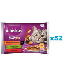 WHISKAS Adult 52 x 85g Collection of Rural Flavours Katzennassfutter in Saucenstücken mit Lamm, Huhn und Karotten, Rind und Geflügel