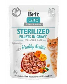 BRIT Care Sterilised Fillets in gravy 24 x 85 g Kaninchensoße für kastrierte Katzen