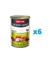 ANIMONDA GranCarno Adult RIND + KANINCHEN MIT KRÄUTERN  6 x 800 g