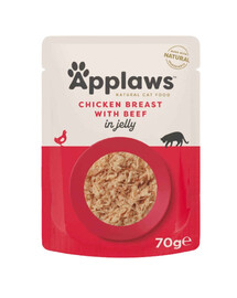 Applaws Katzen Nassfutter in Pouch-Beuteln Huhn mit Rind in Gelee 70g