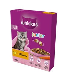 WHISKAS Junior 6x300 g Trockenvollnahrung mit leckerem Huhn für Kätzchen