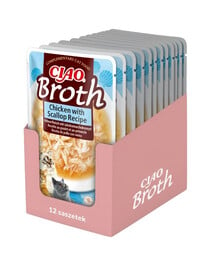 INABA CIAO Broth Hühner- und Jakobsmuschelbouillon für Katzen 12x40g