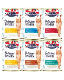 BUTCHER'S Delicious Dinners Geschmacksmischung in Gelee 6x 400g