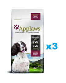 APPLAWS Adult Dog Small Medium Chicken with Lamb 6 kg (3x2 kg) Huhn mit Lamm für erwachsene Hunde kleiner und mittlerer Rassen