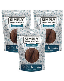 SIMPLY FROM NATURE Meat Strips Ente und Apfel für Hunde 3x80 g