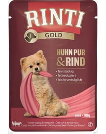 RINTI Chicken Pure&Beef Mini Beutel mit Huhn und Rindfleisch für kleine Rassen 100 g