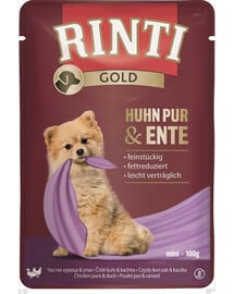 RINTI Chicken Pure&Duck Mini Huhn und Ente Beutel für kleine Rassen 100 g