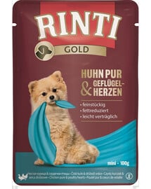 RINTI Chicken Pure&Poultry hearts Mini Hühner- und Geflügelherzbeutel für kleine Rassen 100 g