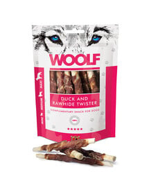 WOOLF Duck And Rawhide Twister 100g Getrocknete Haut, umwickelt von einer Ente