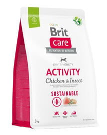 BRIT CARE Dog Sustainable Activity chicken insekt für aktive erwachsene Hunde mit Huhn und Insekten 3 kg