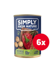 SIMPLY FROM NATURE Hundenassfutter Pferdefleisch mit Kartoffeln 6 x 400 g + GRATIS Leckerlis