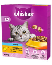 WHISKAS Steriles Trockenfutter mit Huhn 5x800g