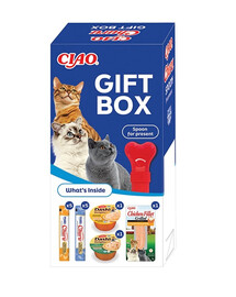 INABA Cat Ciao GIFTBOX Weihnachtsgeschenk für Ihre Katze 13 Snacks + Löffel