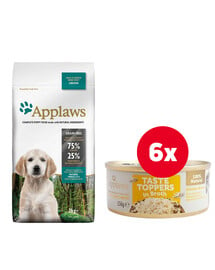 APPLAWS Puppy Small Medium Chicken 2 kg für kleine und mittelgroße Welpen + Hühnerbrust in Brühe 6 x 156 g GRATIS