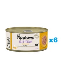 APPLAWS Kitten Chicken Breast Nassfutter für Kätzchen Huhn in Gelee 6x70 g