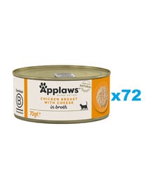 APPLAWS Cat Adult Chicken Breast with Cheese in Broth Hähnchenbrust mit Käse in Brühe 72x70 g