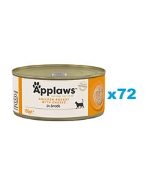 APPLAWS Cat Adult Chicken Breast with Cheese in Broth Hähnchenbrust mit Käse in Brühe 72x 156 g