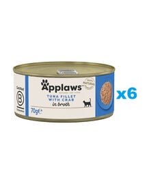 APPLAWS Cat Adult Tuna with Crab in Broth Thunfisch und Krabben in Brühe 6x70 g