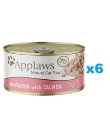 APPLAWS Cat Adult Weißfisch und Lachs in Brühe 6x70g