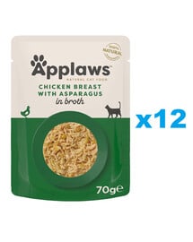 APPLAWS Cat Adult Pouch Chicken Breast with Asparagus in Broth 12x70 g