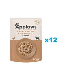 APPLAWS Cat Adult Pouch Huhn und Wildreis in Brühe 12x 70 g