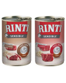 RINTI Sensible Wołowina z ryżem 6x400 g + Jagnięcina z ryżem 6x400 g