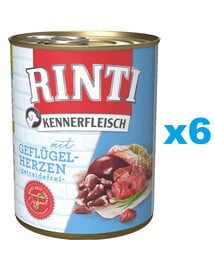 RINTI Kennerfleisch Poultry hearts serca drobiowe 6x400 g