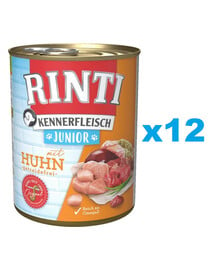 RINTI Kennerfleish Junior Chicken 12x800 g z kurczakiem dla szczeniąt