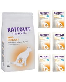 KATTOVIT Feline Diet Urinary Chicken kurczak sucha karma 4 kg + mokra karma 6x85 g