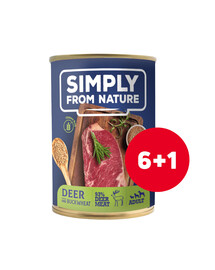 SIMPLY FROM NATURE Hundenassfutter Hirsch mit Buchweizengrütze 6 x 400 g + 1 GRATIS