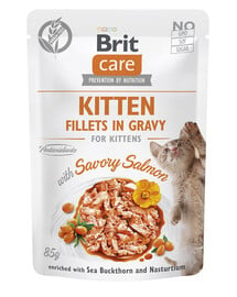 CARE Fillets in Gravy Pouch Kitten Savory Salmon 24x85g z łososiem dla kociąt