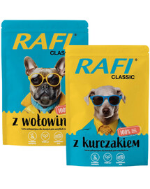 RAFI Classic Mix smaków karma mokra z kurczakiem i z wołowiną dla psa 20x400g