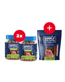 SIMPLY FROM NATURE Smart Bites Trainingssnacks mit Rindfleisch für Hunde 2 x 130 g + Snack GRATIS