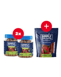 SIMPLY FROM NATURE Smart Bites Trainingssnacks mit einem Reh für Hunde 2 x 130 g + Snack GRATIS