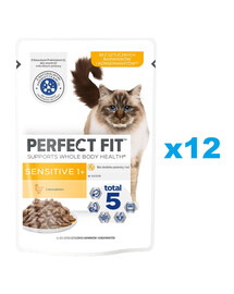 PERFECT FIT Sensitive 1+ saszetki 12x85 g mokra karma pełnoporcjowa dla dorosłych kotów z kurczakiem w sosie