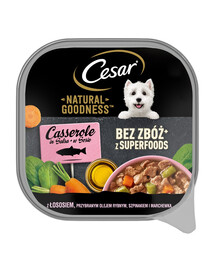 Natural Goodness tacka w sosie 100 g z łososiem  wzbogacony olejem rybnym, szpinakiem i marchewką