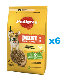 PEDIGREE Adult Mini 6x2 kg z drobiem i warzywami sucha karma pełnoporcjowa dla dorosłych psów małych ras