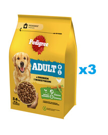 PEDIGREE Adult 3x2,6 kg z drobiem i warzywami sucha karma pełnoporcjowa dla psów dużych i średnich ras