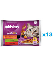 WHISKAS Adult saszetka 52x85g Kolekcja Wiejskich Smaków mokra karma dla kotów w sosie kawałki z jagnięciną, kurczakiem i marchewką, wołowiną i drobiem