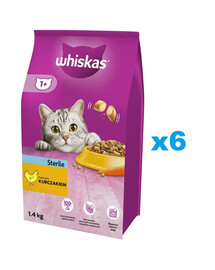 WHISKAS Sterile 6x1.4 kg sucha karma z kurczakiem dla kotów sterylizowanych