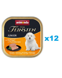 ANIMONDA vom Feinsten Junior Nassfutter mit Geflügel und Putenherzen für Junior Welpen 12x150g