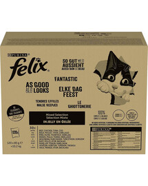 FELIX Nassfutter Mix Geschmacks in Gelee für adulte Katzen 120x85g